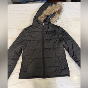 Merona Black Jacket with Faux Fur Trim